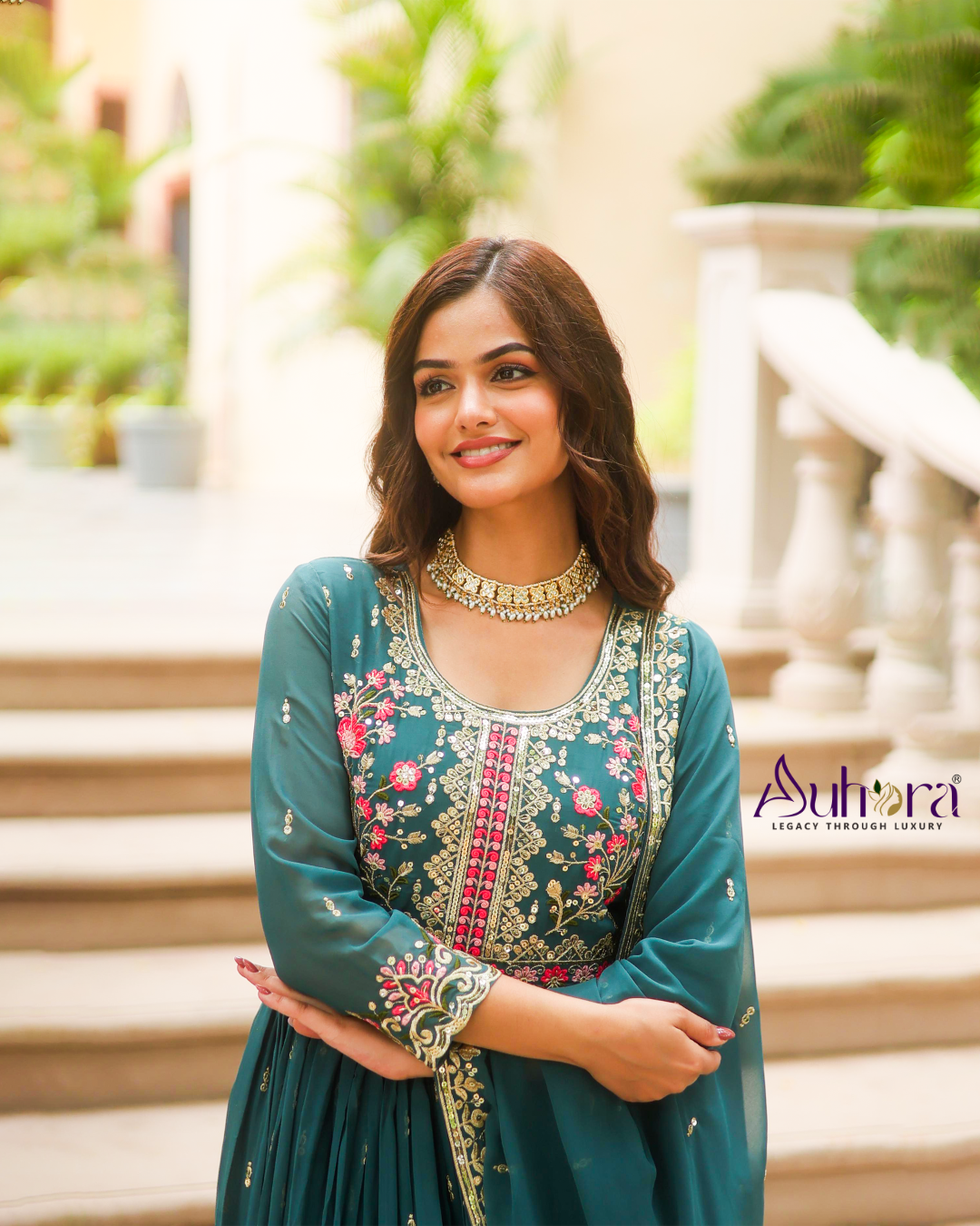 Auhora Premium Designer Top–Sharara–Dupatta Set