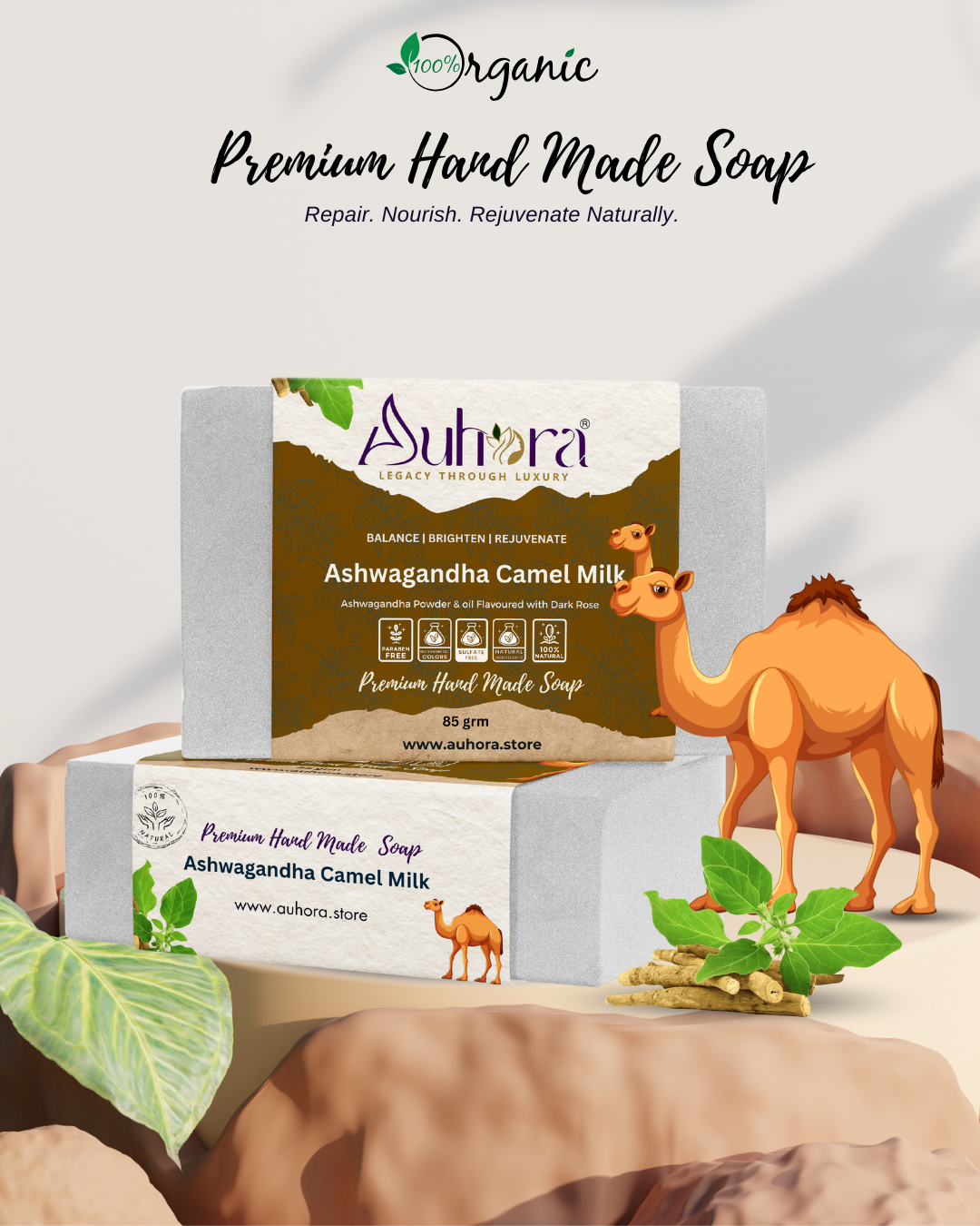 Auhora Ashwagandha Camel Milk Soap