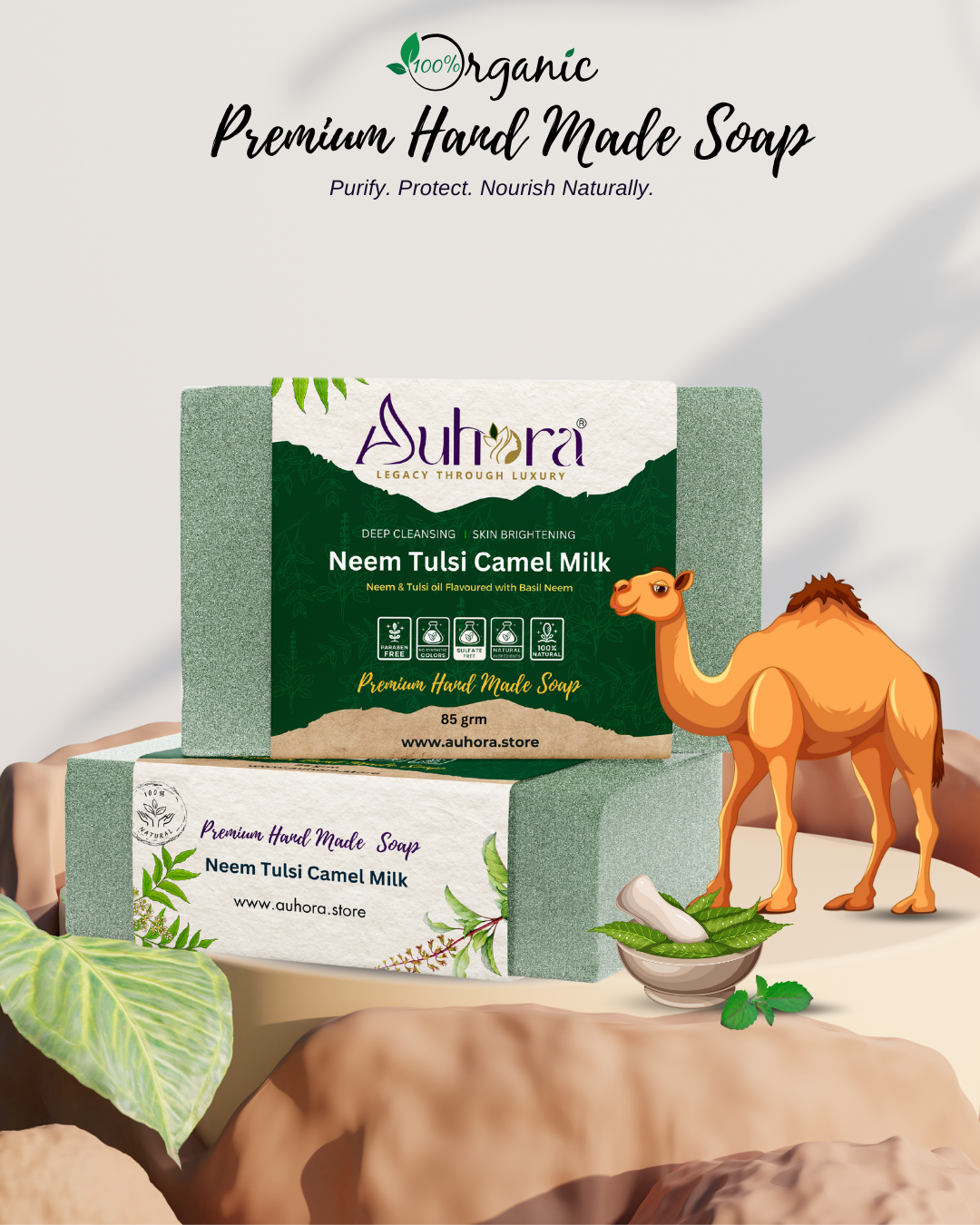 Auhora Neem Tulsi Camel Milk Soap