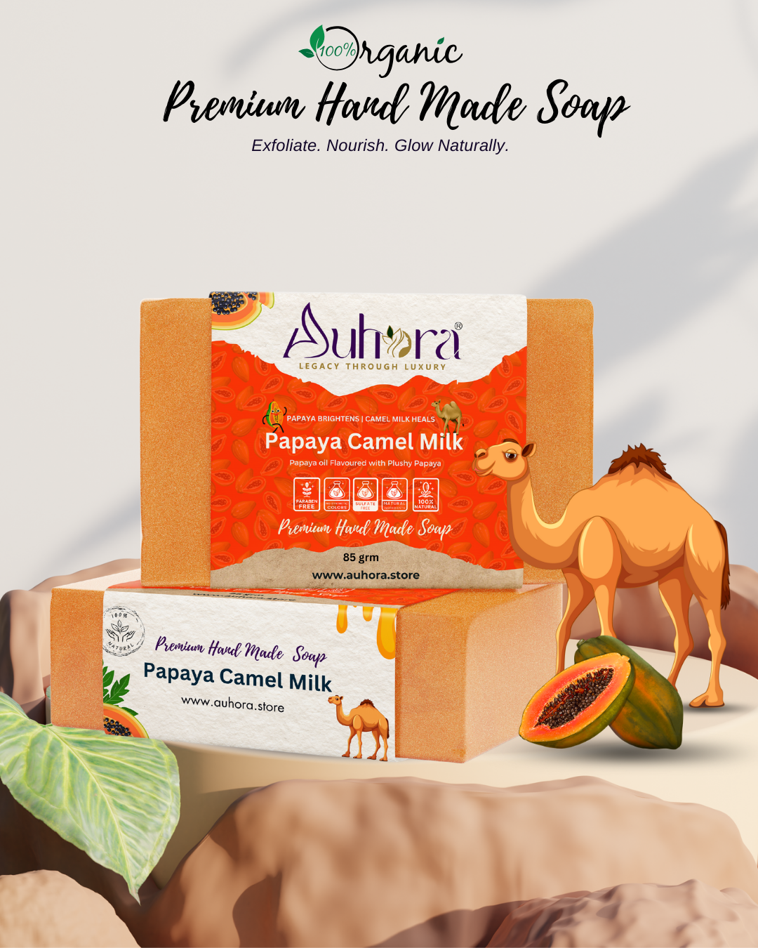 Auhora Papaya Camel Milk Soap