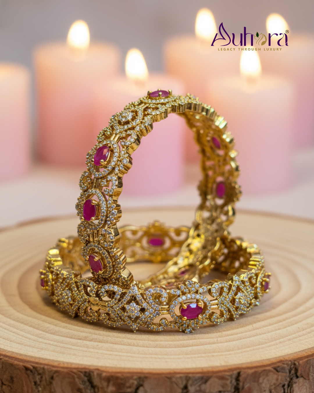 Auhora Royal Ruby Elegance Bangles