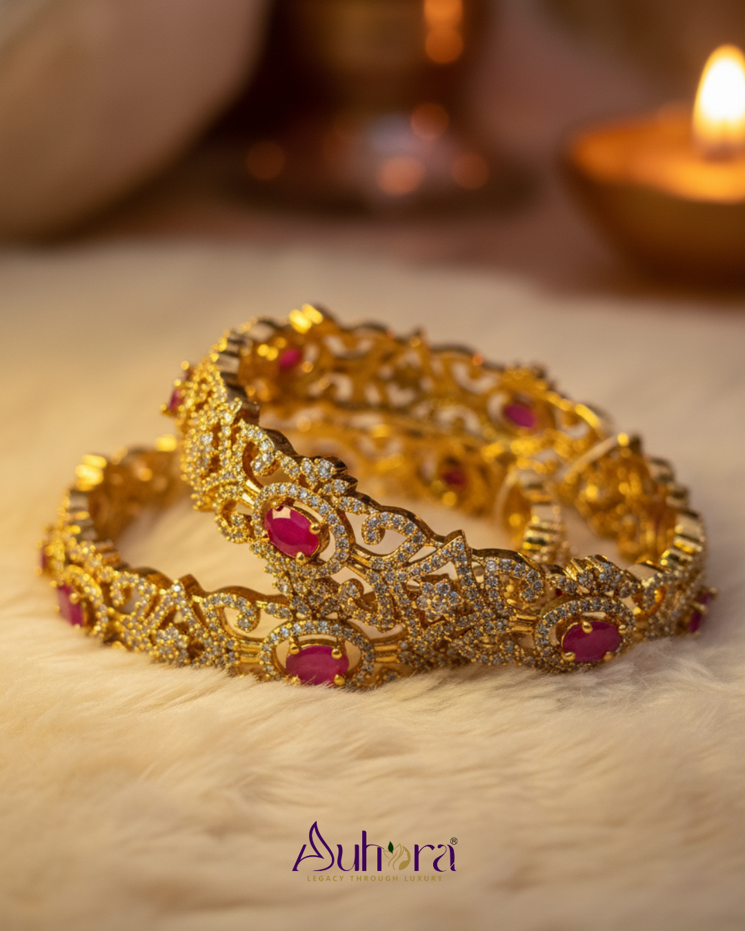 Auhora Royal Ruby Elegance Bangles